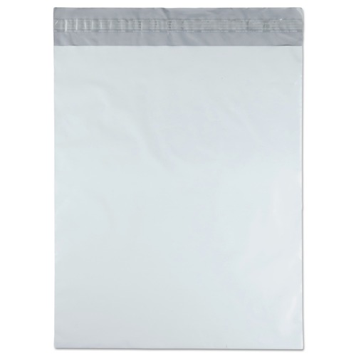 Office Jansan | Quality Park QUA46200 #5 1/2 Square Flap with Perforated Strip Redi-Strip Adhesive Closure 14 in. x 17 in. Poly Mailer - White (100/Pack) image number 0