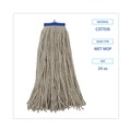 Mops | Boardwalk BWKCM22024 24 oz. Lie-Flat Cotton Fiber Mop Heads - White (12/Carton) image number 4