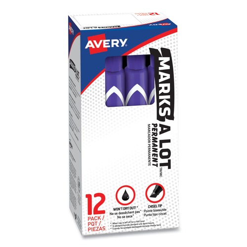 Office Jansan | Avery 08884 MARKS A LOT Broad Chisel Tip Large Desk-Style Permanent Marker - Purple (1-Dozen) image number 0