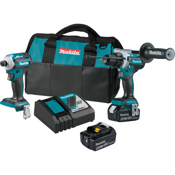 Makita XT288G 18V LXT Brushless Lithium-Ion 1/2 in. Cordless Hammer Driver Drill and 4 Speed Impact Driver with 2 Batteries (6 Ah)