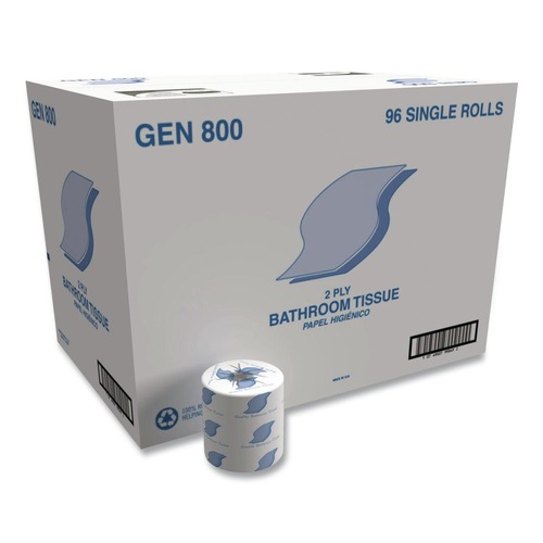 Cleaning & Janitorial Supplies | GEN GN800 2-Ply Septic Safe Bath Tissue - White (96 Rolls/Carton) image number 0