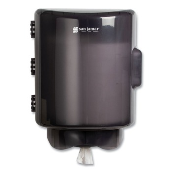 San Jamar 10.75 in. x 10.25 in. x 13.25 in. Adjustable Center Pull Towel Dispenser - Black Pearl