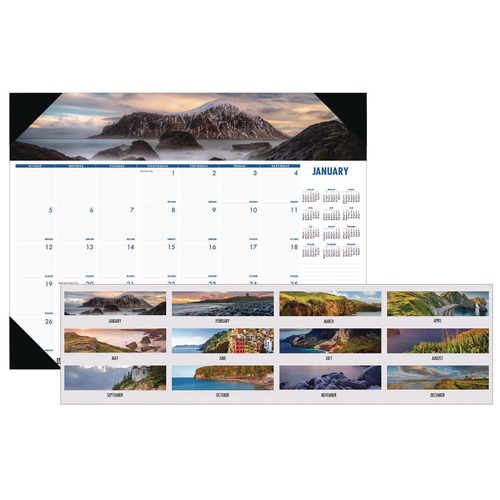Calendars & Planners | House of Doolittle 178 Earthscapes 22 in. x 17 in. 12-Month (Jan-Dec 2026) Recycled Monthly Desk Pad Calendar - Black Binding/Corners image number 0
