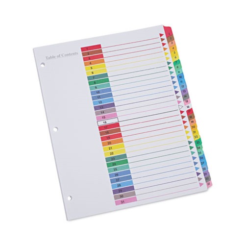 Universal UNV24814 31 Tab 1 to 31 Deluxe Table of Contents Index Dividers - White (1 Set) image number 0