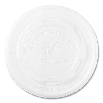 Vegware VLID115S 115-Series Compostable Plastic Flat Hot Lids - White (500/Carton)