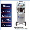 Portable Air Compressors | California Air Tools CAT-10020ACAD 2 HP 10 Gallon Ultra Quiet and Oil-Free Aluminum Tank Dolly Air Compressor image number 9