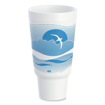 Dart 44AJ32H 44 oz. Horizon Hot/Cold Foam Drinking Cups - Ocean Blue/White (300/Carton)
