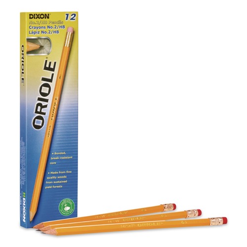 Pencils | Dixon X12886 Oriole HB (No. 2) Presharpened Pencils - Black Lead/Yellow Barrel (1-Dozen) image number 0