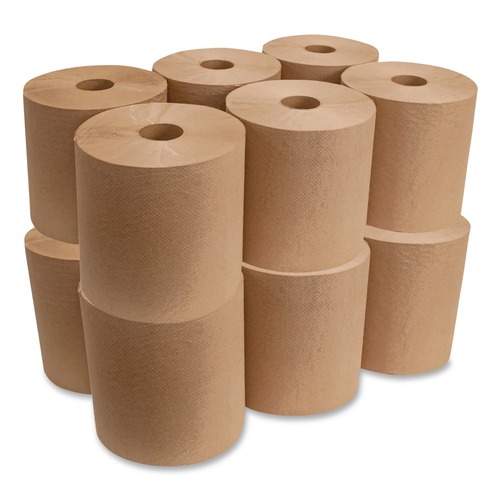 Facility Maintenance & Supplies | GEN G1804 8 in. x 300 ft. 1-Ply Hardwound Roll Towels - Brown (12 Rolls/Carton) image number 0
