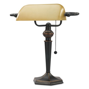 OFFICE LIGHTING | Alera ALELMP537BZ 13 Watt 2 Prong 16 in. High Corded Banker's Lamp - Antique Bronze