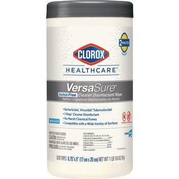 Clorox Healthcare VersaSure 6.75 in. x 8 in. 1-Ply Cleaner Disinfectant Wipes - Original Scent White