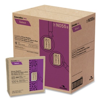 Cascades PRO 16 in. x 15.5 in. 1-Ply Select Dinner Napkins - Natural (12 Packs/Carton)