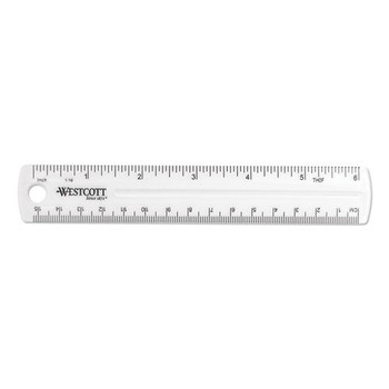 Westcott 6 in. Long Standard/Metric Transparent Shatter-Resistant Plastic Ruler - Clear