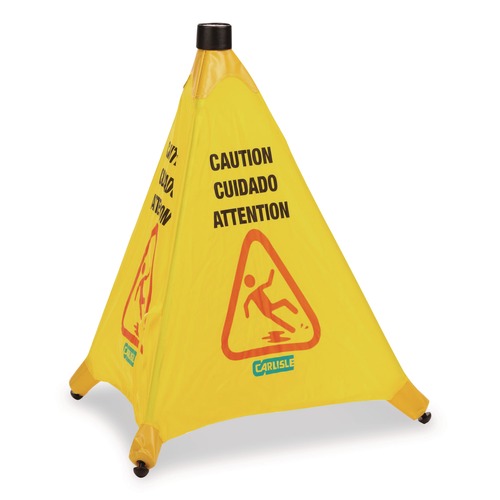 Safety Signs | Carlisle 3694204 18 x 22.25 x 20 Pop-Up Caution Cone - Yellow image number 0