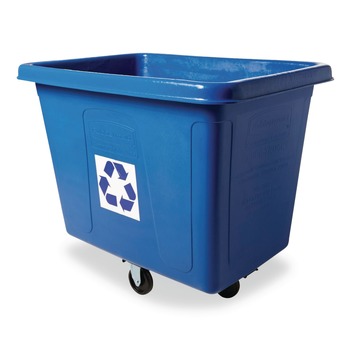 Rubbermaid Commercial 500 lbs. Capacity 120 Gallon Polyethylene Recycling Cube Truck - Blue