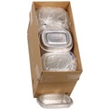Food Trays, Containers, and Lids | Pactiv Corp. Y6708PET 8.2 in. x 6.2 in. x 1.3 in. 22 oz. Classic Carry-Out Aluminum Container with PET Dome Lid - Silver/Clear (100/Carton) image number 4