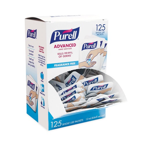 Office Jansan | PURELL 9630-12-125CT-NS 1.2 mL Packet Advanced Single Use Gel Hand Sanitizer - Fragrance-Free (125/Box) image number 0