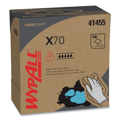 WypAll 41455 9-1/10 in. x 16-4/5 in. X70 Cloths Pop-Up Box - White (100/Box 10 Boxes/Carton) image number 0