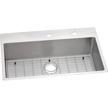 Elkay (1-Kit) Crosstown 33 in. x 22 in. x 9 in. 18-Gauge Stainless Steel FR2-Hole Dual Mount Sink Kit