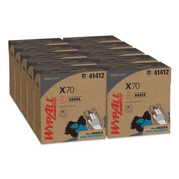 WypAll X70 9-1/10 in. x 16-4/5 in. Cloths - Blue (100/Box 10 Boxes/Carton)