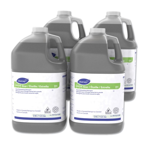 Dish Soaps | Diversey Care 957227280 Suma Star D1 1-Gallon Bottles Hand Dishwashing Detergent - Unscented (4-Piece/Carton) image number 0