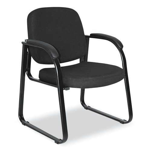 Labor Day Sale! Save $30 off $199! | Alera ALERL43C11 Genaro Series 25 in. x 24.80 in. x 33.66 in. Fabric Half-Back Sled Base Guest Chair - Black image number 0