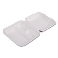Office & Office Supplies | Eco-Products EP-HC83NFA 8 x 8 x 3 Vanguard 3-Compartment Renewable and Compostable Sugarcane Clamshells - White (200/Carton) image number 0