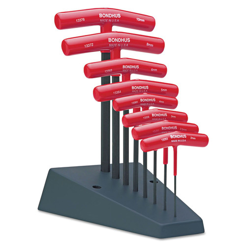 Save an extra 10% off this item! | Bondhus 13389 8-Piece Metric T-Handle Hex Tool Set Stand, 2mm - 10mm image number 0
