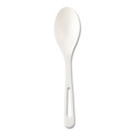 Cutlery | World Centric SP-PS-R Plastic Spoon Medium Heavyweight TPLA Cutlery - Light Beige (24/Pack) image number 1