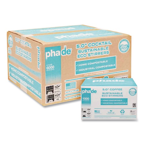 Cutlery | phade 511170 5 in. PHA Marine Biodegradable Stir Straws - Ocean Blue (6000/Carton) image number 0