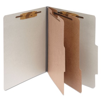ACCO 3 in. Expansion Pressboard Letter Size 6-Fastener Classification Folders - Mist Gray Exterior (10/Box)