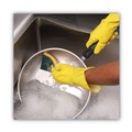 Cleaning Tools | Boardwalk 74BWK MD 3.6 in. x 6.1 in. Medium Duty Individually Wrapped Scrubbing Sponge - Yellow/Green (20/Carton) image number 4
