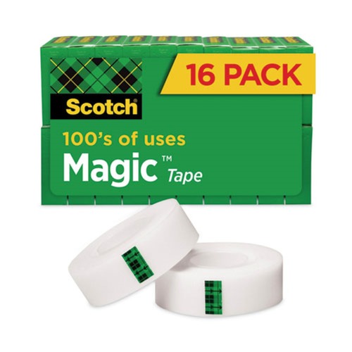  | Scotch 810K16 1 in. Core 0.75 in. x 83.33 ft. Magic Tape Value Pack - Clear (16/Pack) image number 0