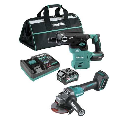 Angle Grinders | Makita GRH08M1GAG01Z-BNDL 40V max XGT 1‑3/16 in. SDS‑Plus Cordless Rotary Hammer Kit with 4 Ah Battery and 4‑1/2 in. / 5 in. Angle Grinder with Electric Brake Virtual Bundle image number 0