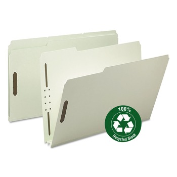 Smead 2 in. Expansion Recycled Pressboard Fastener Folders - Gray-Green Exterior/Legal Size (25/Box)