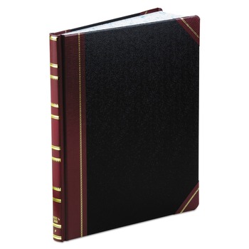 Boorum & Pease 11.94 x 9.78 Sheets Extra-Durable Record-Rule Bound Book - Black/Maroon/Gold Cover
