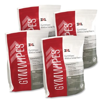 2XL 1-Ply 6 x 8 Antibacterial Gym Wipes Refill - Unscented/White (4/Carton)