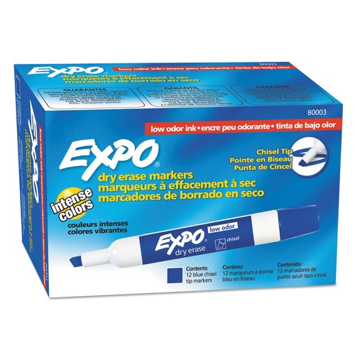 Office Jansan | EXPO 80003A Broad Chisel Tip Low-Odor Dry-Erase Marker - Blue (1-Dozen) image number 0