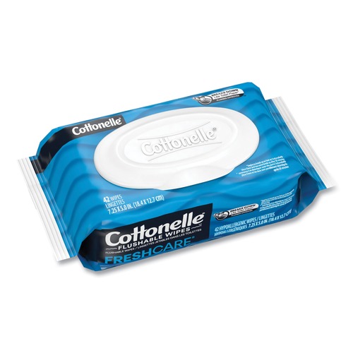 Cleaning & Disinfecting Wipes | Cottonelle 44932 1-Ply 3.75 in. x 5.5 in. Fresh Care Flushable Cleansing Cloths - White image number 0