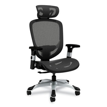 Alera 17.24 in. to 20.98 in. Seat Height Support Up to 275 lbs. Minerva Ergonomic Mesh Swivel Task Chair - Black Seat/Back, Silver Base