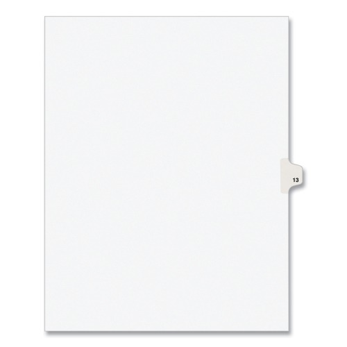 Dividers & Tabs | Avery 11923 11 in. x 8.5 in. 10-Tabs, 13-Title Tabs Preprinted Legal Exhibit Side Tab Index Dividers - White (25/Pack) image number 0