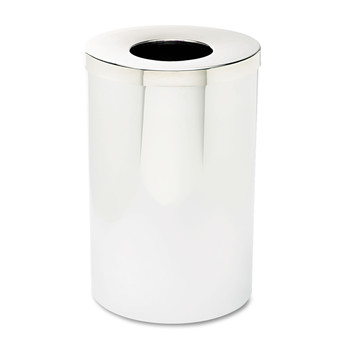 PRODUCTS | Safco 9695 Reflections Open-Top Receptacle, Round, Steel, 35gal, Chrome/black