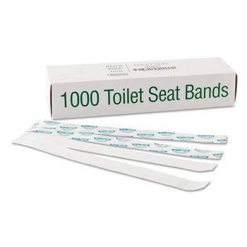 Bagcraft Sani/Shield Printed 16 in. x 1.5 in. Toilet Seat Band - Deep Blue/White (1000/Carton)