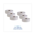 Cleaning & Janitorial Supplies | Boardwalk BWK6103 3-5/8 in. x 4000 ft. JRT 1-Ply Bath Tissue - White, Jumbo (6/Carton) image number 2