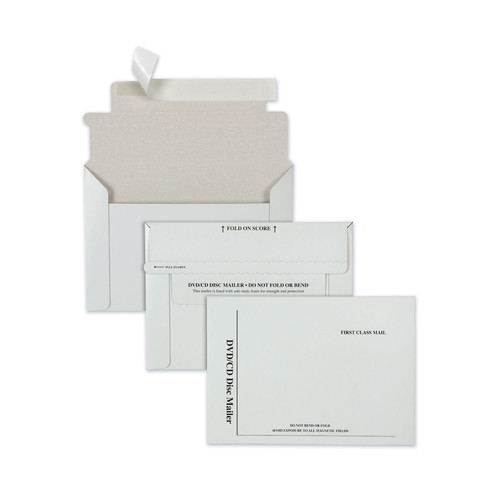 Office Jansan | Quality Park QUAE7265 8.5 in. x 6 in. Square Flap Redi-Strip Closure Disk/CD Foam-Lined Mailers - White (25/Box) image number 0