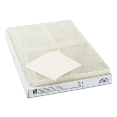 Office Jansan | C-Line 52584 3-Hole Punched Photo Pages for Eight 3.5 in. x 5 in. Photos - Clear (50/Box) image number 0