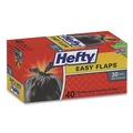 Trash Bags | Hefty E27744 30 in. x 33 in. 30-Gallon 0.85 mil Easy Flaps Trash Bags - Black (40/Box, 6 Boxes/Carton) image number 1
