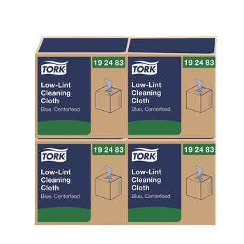 Tork 15 in. x 15 in. 1-Ply Low-Lint Cleaning Cloth - Blue (4 Boxes/Carton)