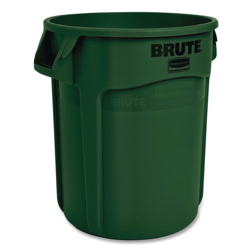 Trash Cans | Rubbermaid Commercial FG262000DGRN BRUTE 20 Gallon Vented Round Resin Container - Dark Green image number 0