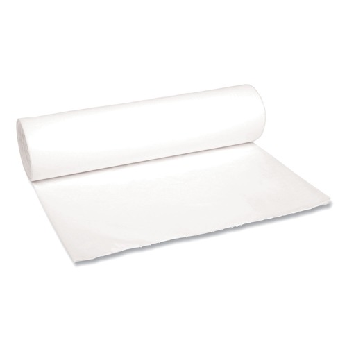 Trash Bags | Boardwalk H8647HWKR01 56 Gallon 0.6 mil 43 in. x 47 in. Low-Density Waste Can Liners - White (100/Carton) image number 0